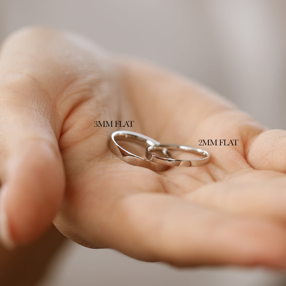 Platinum 3MM Flat Wedding Band - GeumJewels