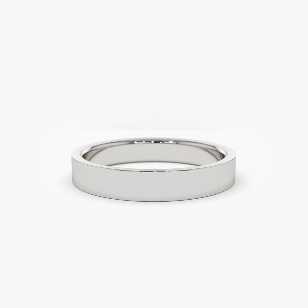 Platinum 3MM Flat Wedding Band - GeumJewels