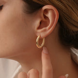 14k Inside-Out Gold Hoop Earrings 20MM - GeumJewels