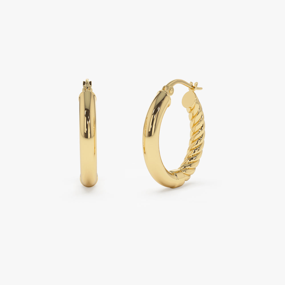 14k Inside-Out Gold Hoop Earrings 20MM - GeumJewels