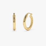 14k Inside-Out Gold Hoop Earrings 20MM - GeumJewels