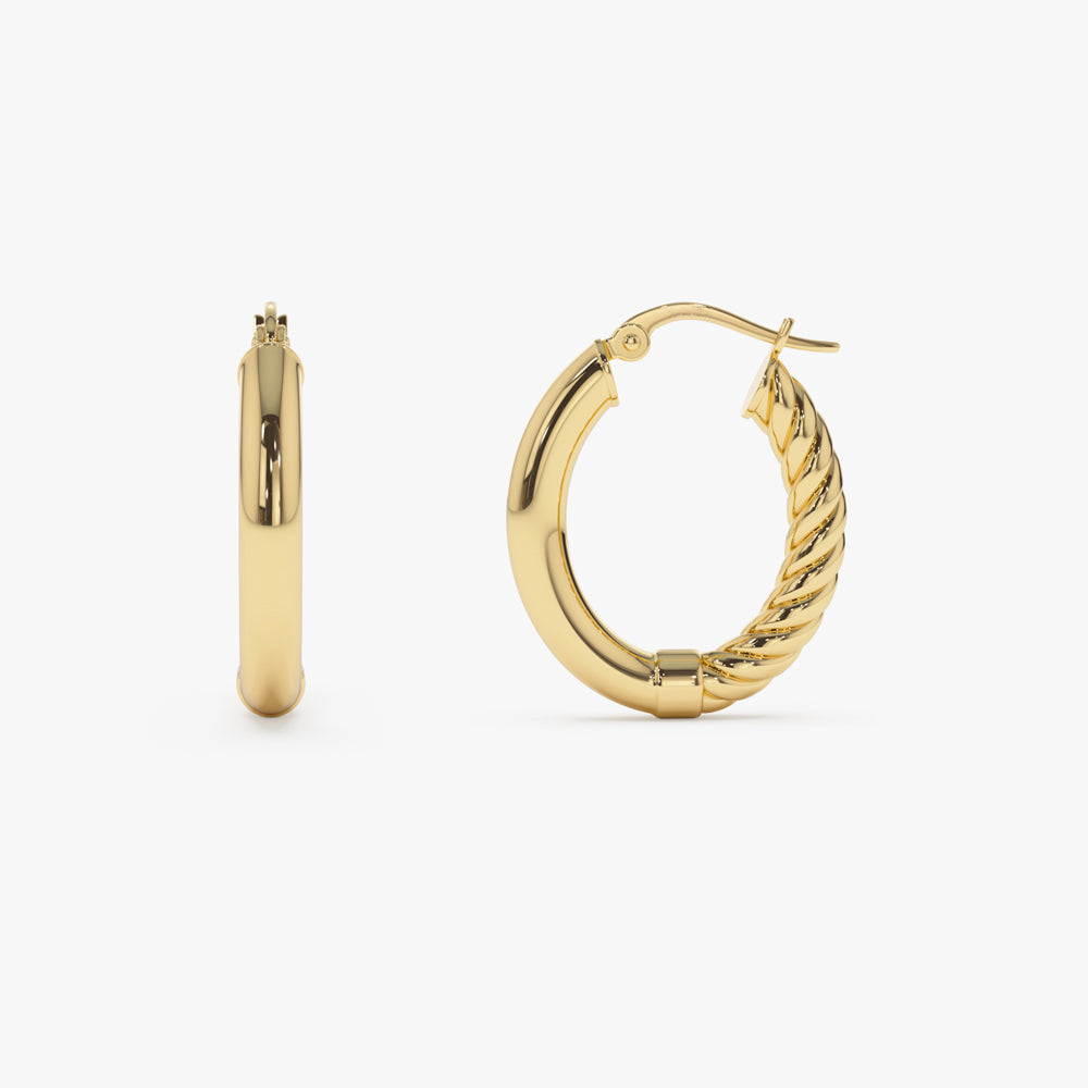 14k Inside-Out Gold Hoop Earrings 20MM - GeumJewels