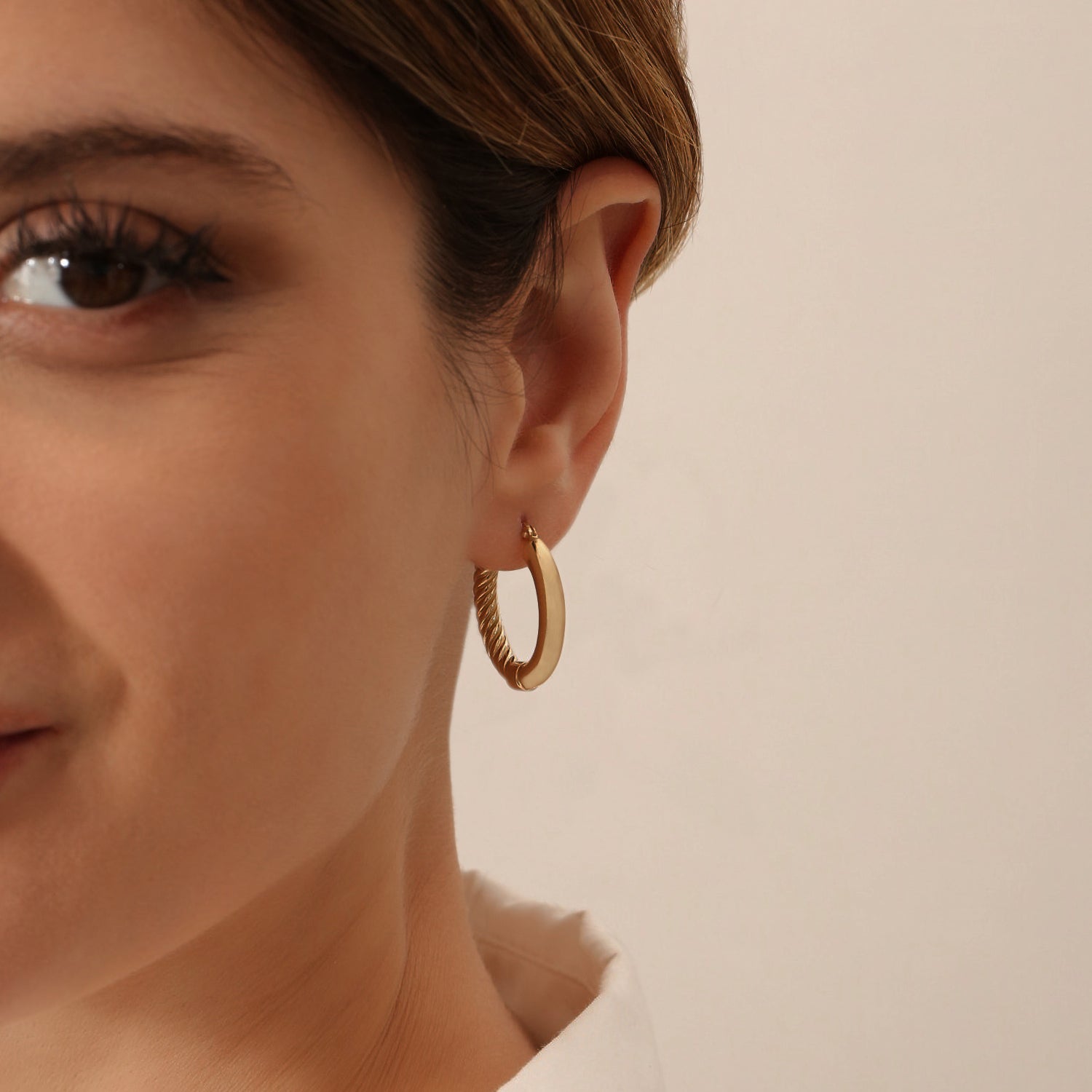14k Inside-Out Gold Hoop Earrings 20MM - GeumJewels