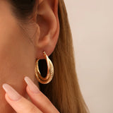 14k Intertwined Gold Hoop Earrings 30MM - GeumJewels