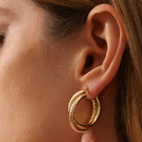 14k Intertwined Gold Hoop Earrings 30MM - GeumJewels