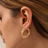 14k Intertwined Gold Hoop Earrings 30MM - GeumJewels