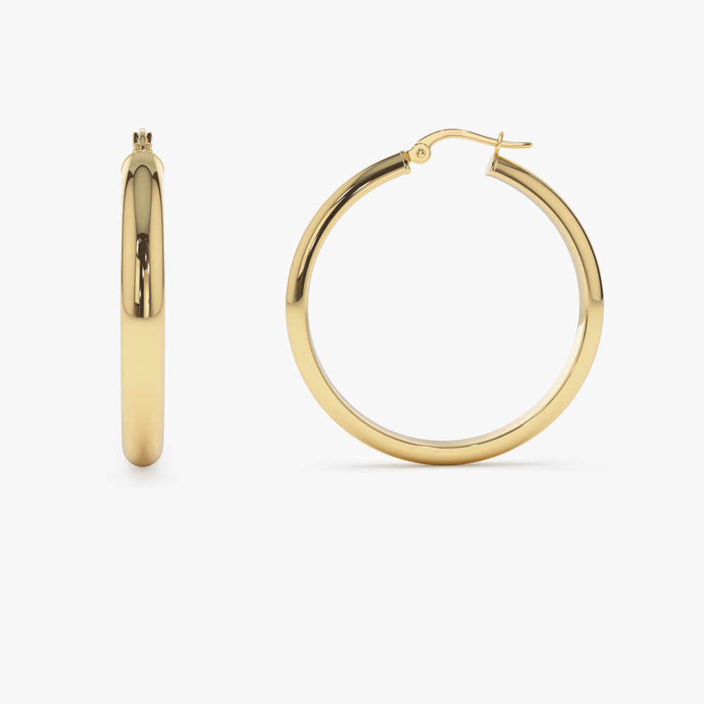 14k Large Gold Hoop Earrings 35MM - GeumJewels