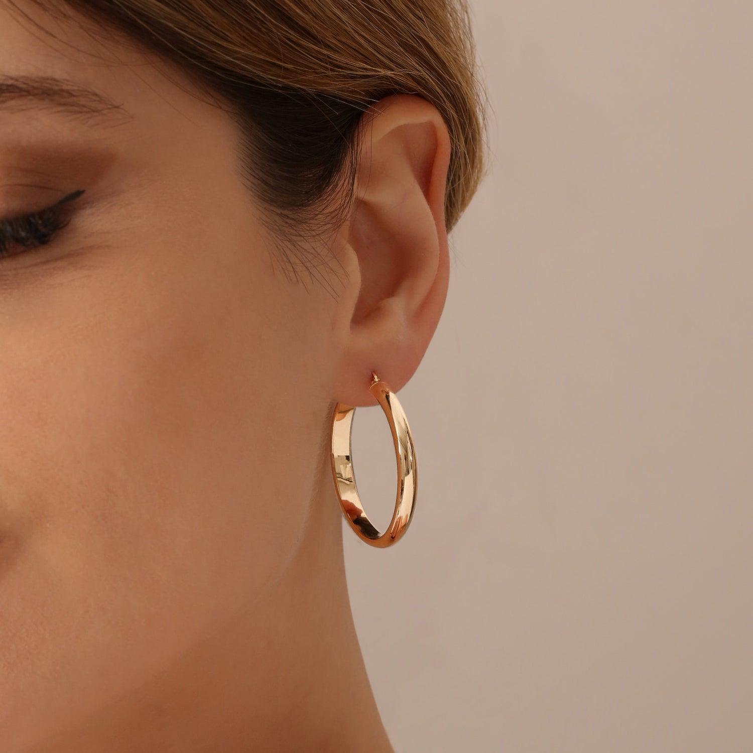 14k Large Gold Hoop Earrings 35MM - GeumJewels