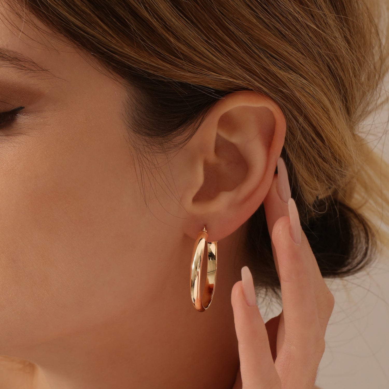 14k Large Gold Hoop Earrings 35MM - GeumJewels