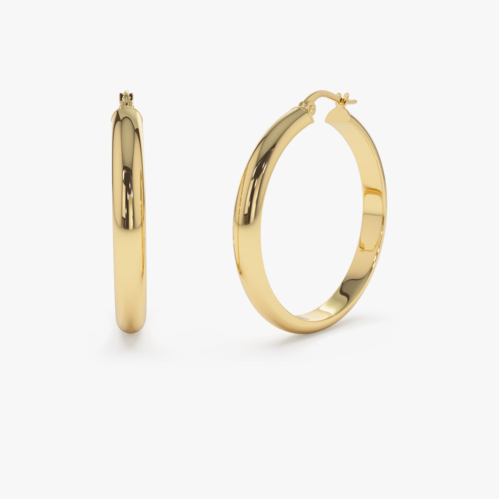 14k Large Gold Hoop Earrings 35MM - GeumJewels