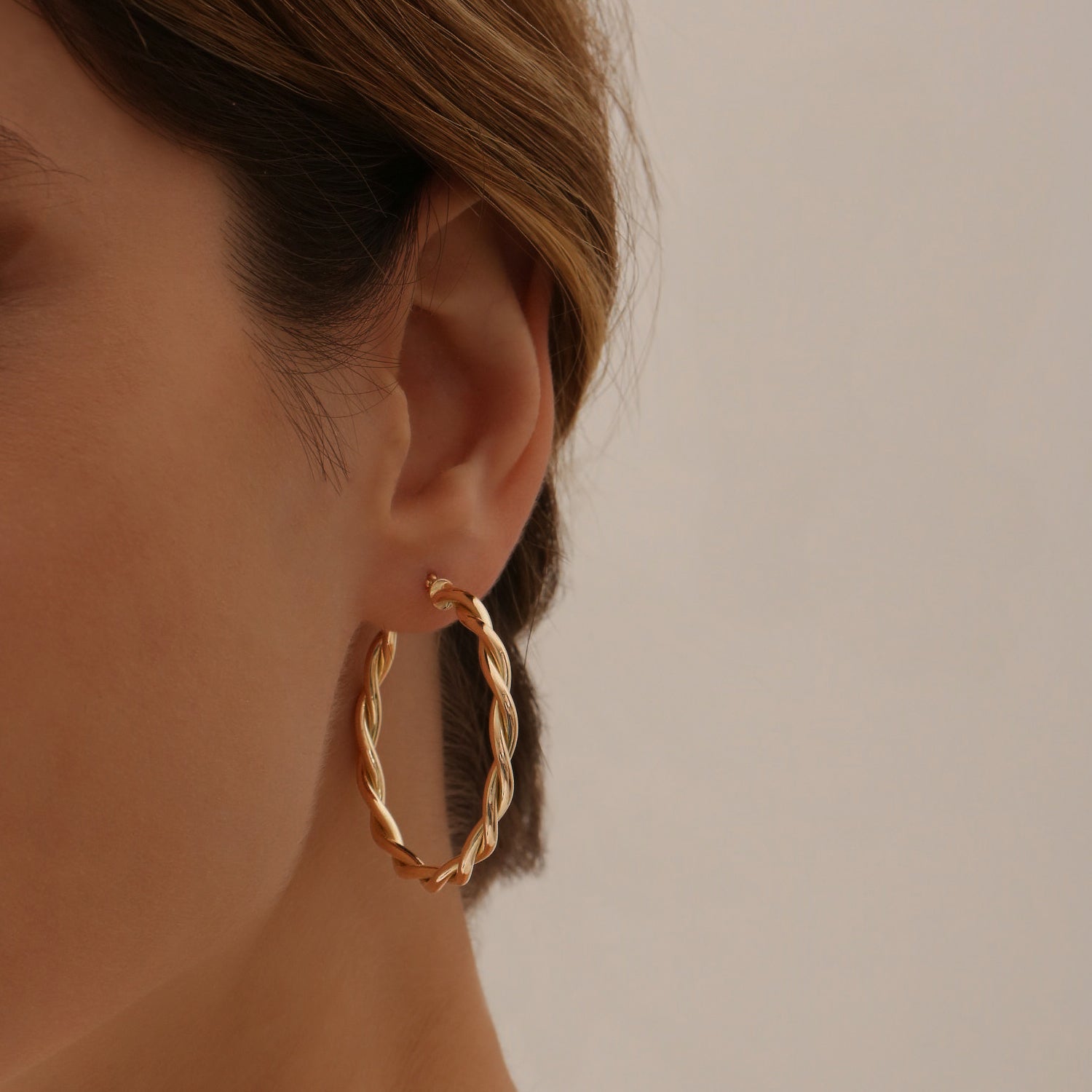 14k Twist Earrings 40MM - GeumJewels