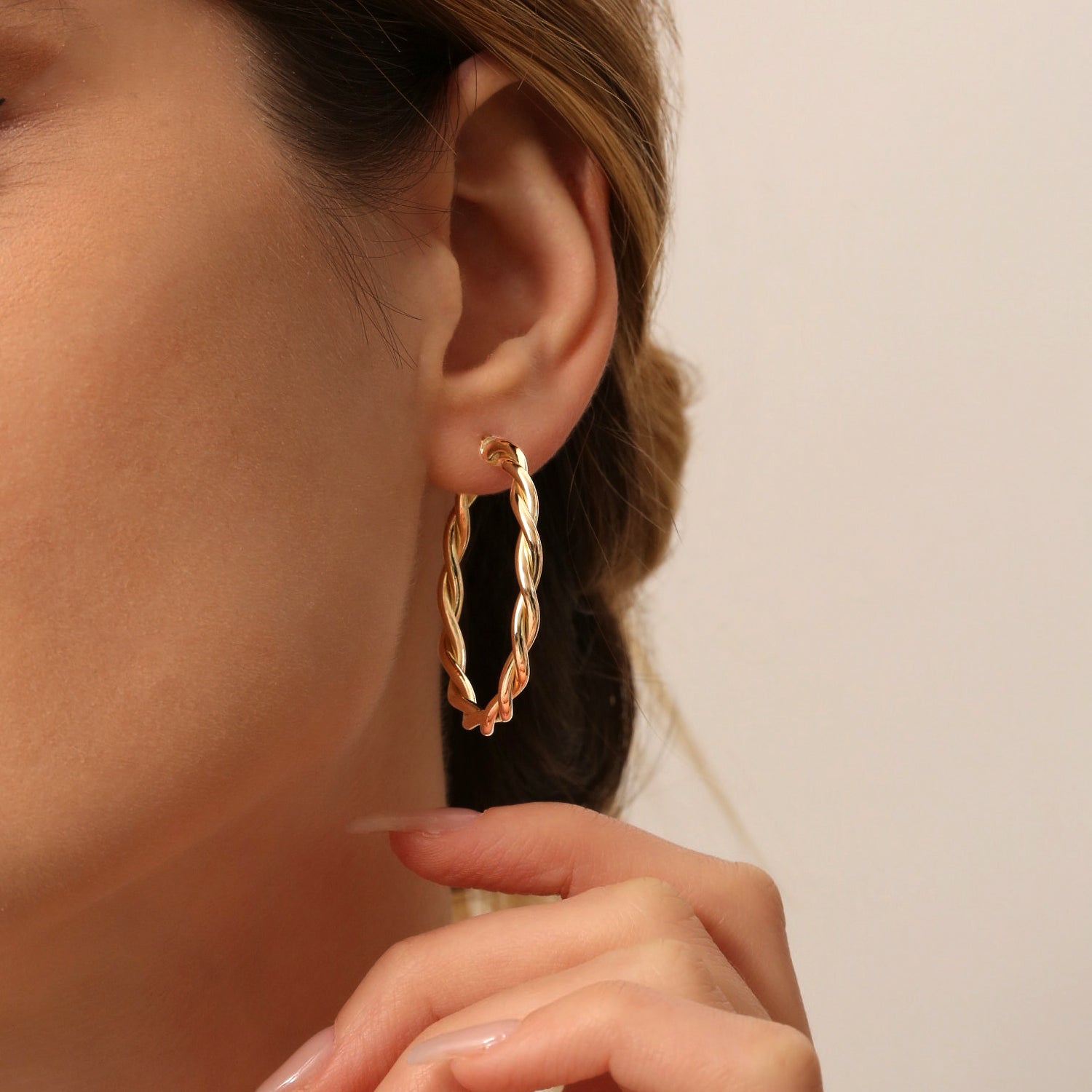 14k Twist Earrings 40MM - GeumJewels
