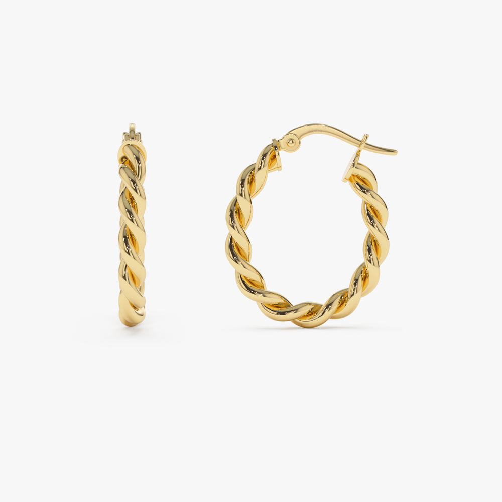 14k Twist Rope Earrings 20MM - GeumJewels