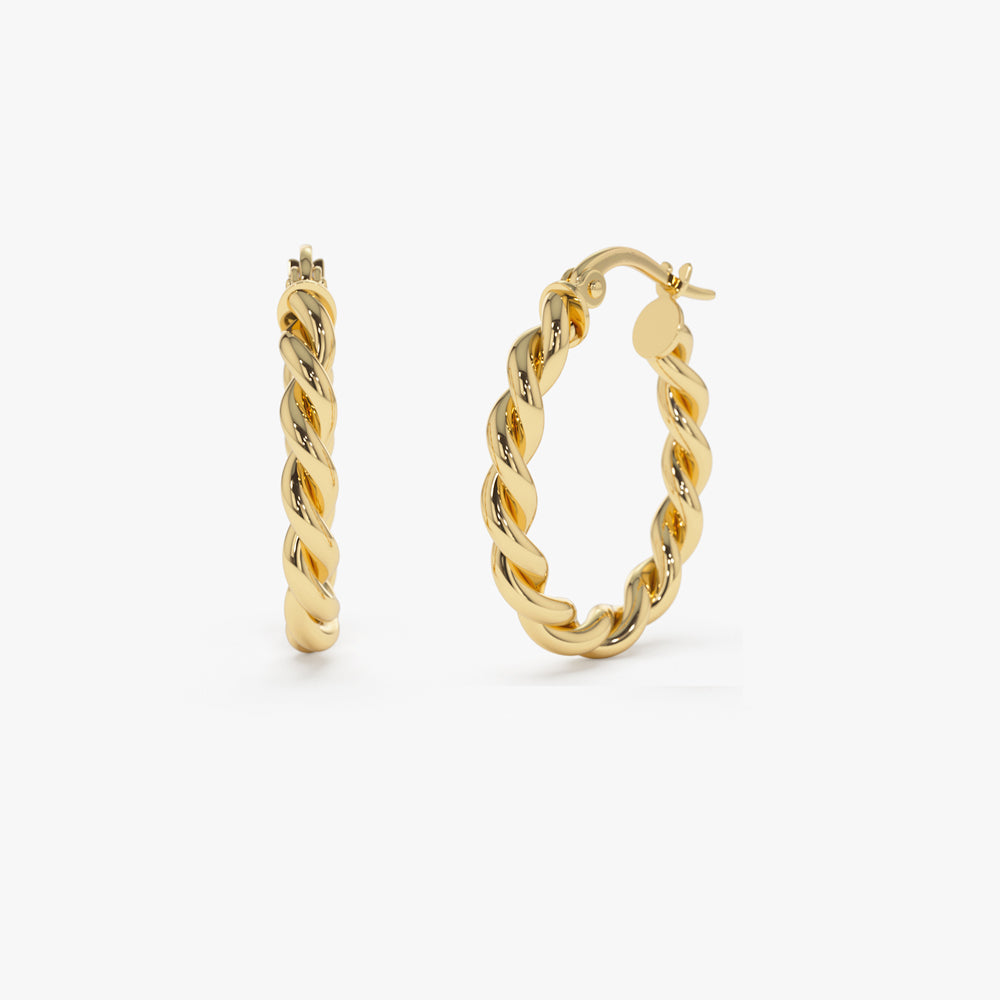 14k Twist Rope Earrings 20MM - GeumJewels