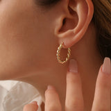 14k Twist Rope Earrings 20MM - GeumJewels