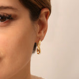 14k Unique Style Latch Back Gold Hoop Earrings - GeumJewels