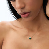 14k Oval Shape Emerald in Diamond Halo Setting - GeumJewels