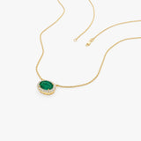 14k Oval Shape Emerald in Diamond Halo Setting - GeumJewels