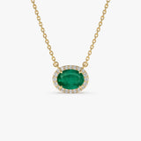 14k Oval Shape Emerald in Diamond Halo Setting - GeumJewels