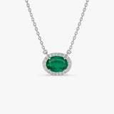 14k Oval Shape Emerald in Diamond Halo Setting - GeumJewels