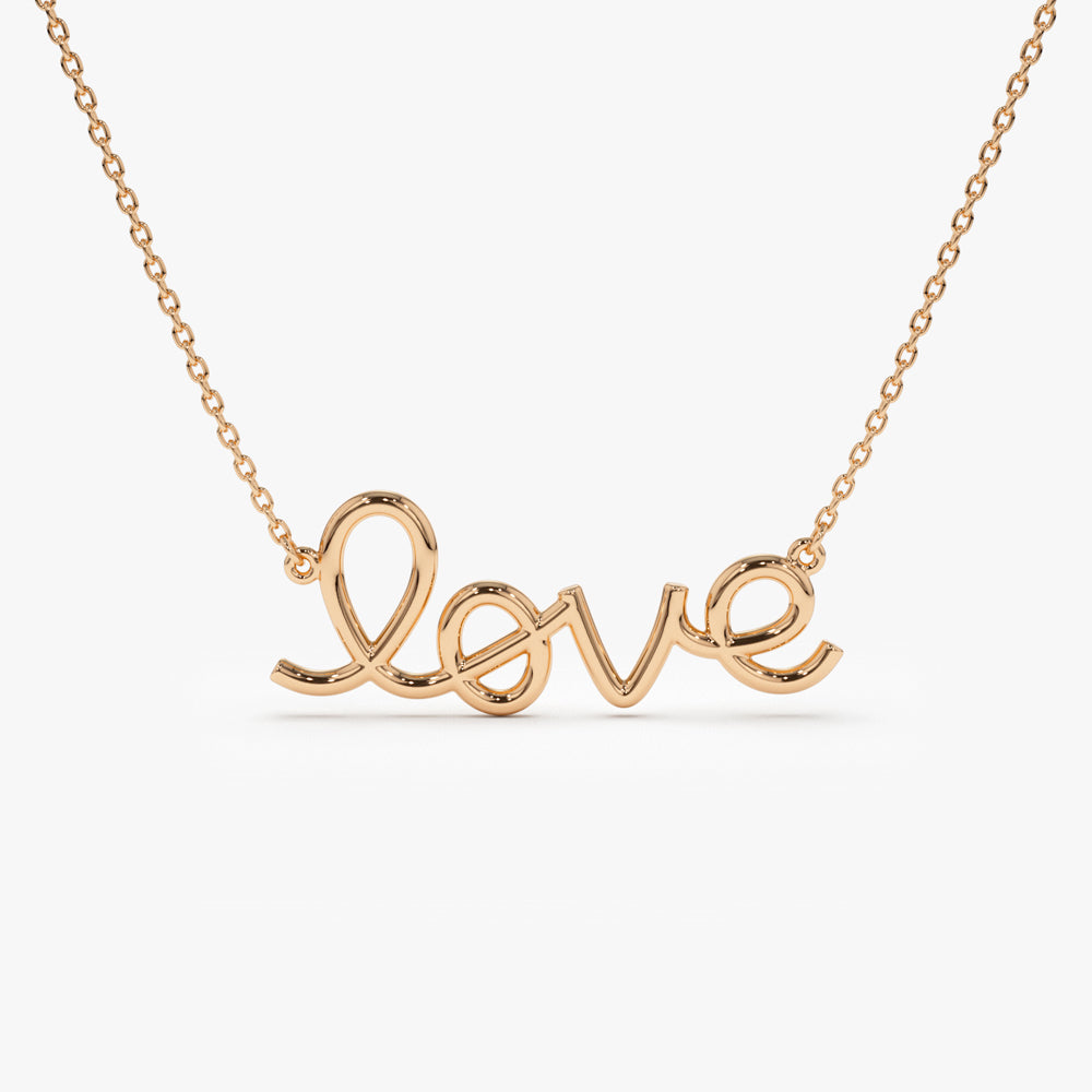 14k Solid Gold Love Necklace - GeumJewels