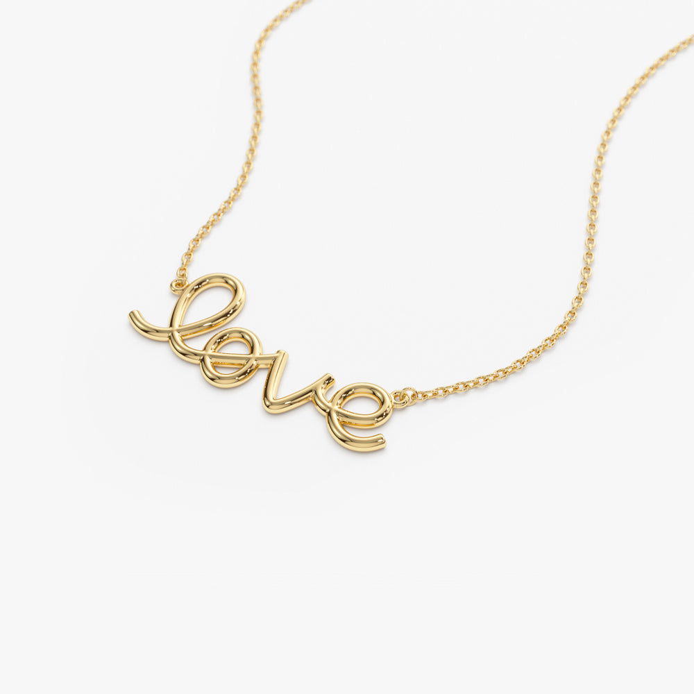 14k Solid Gold Love Necklace - GeumJewels