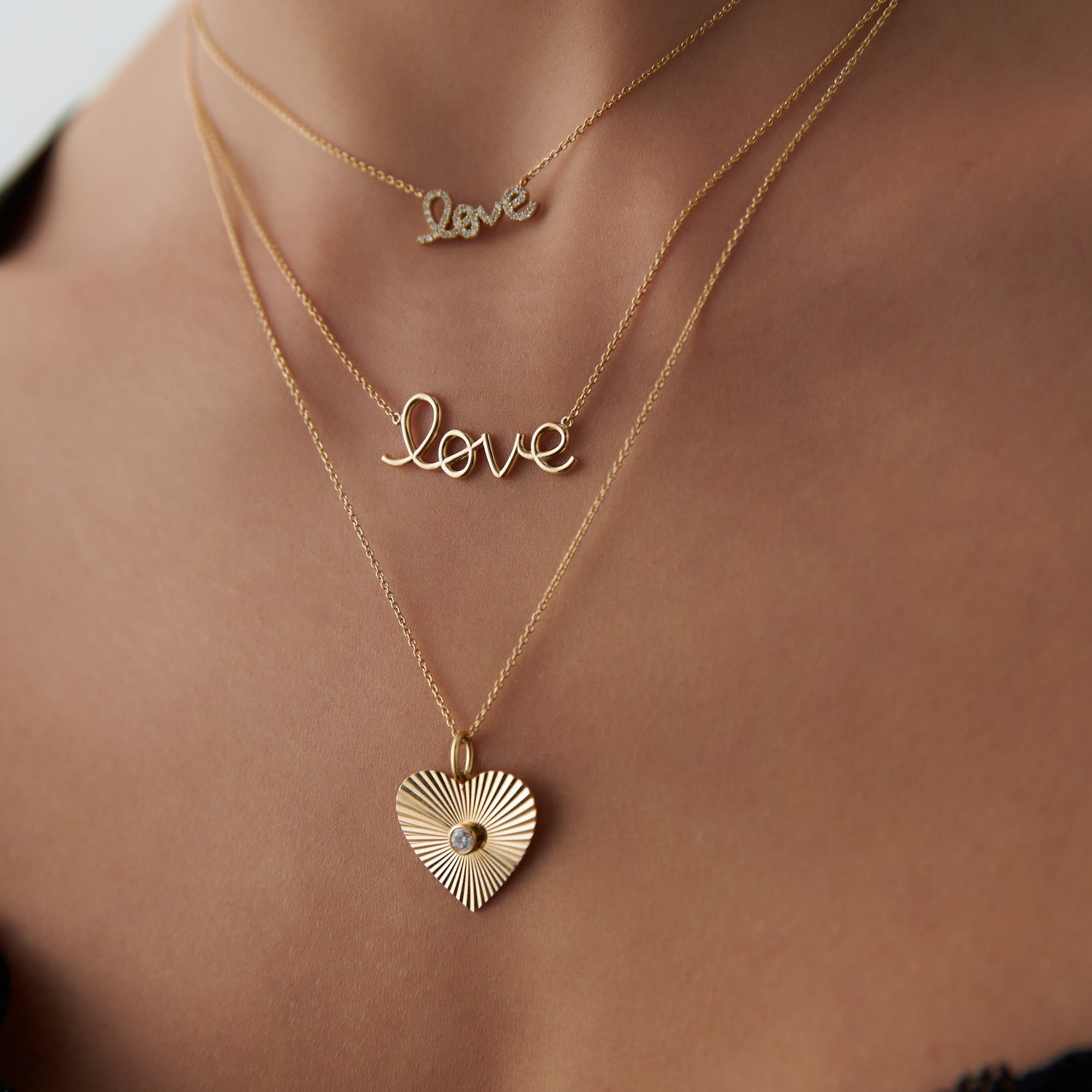 14k Solid Gold Love Necklace - GeumJewels