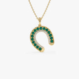14k Emerald and Diamond Horseshoe Pendant - GeumJewels