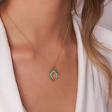 14k Emerald and Diamond Horseshoe Pendant - GeumJewels