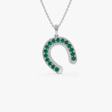 14k Emerald and Diamond Horseshoe Pendant - GeumJewels