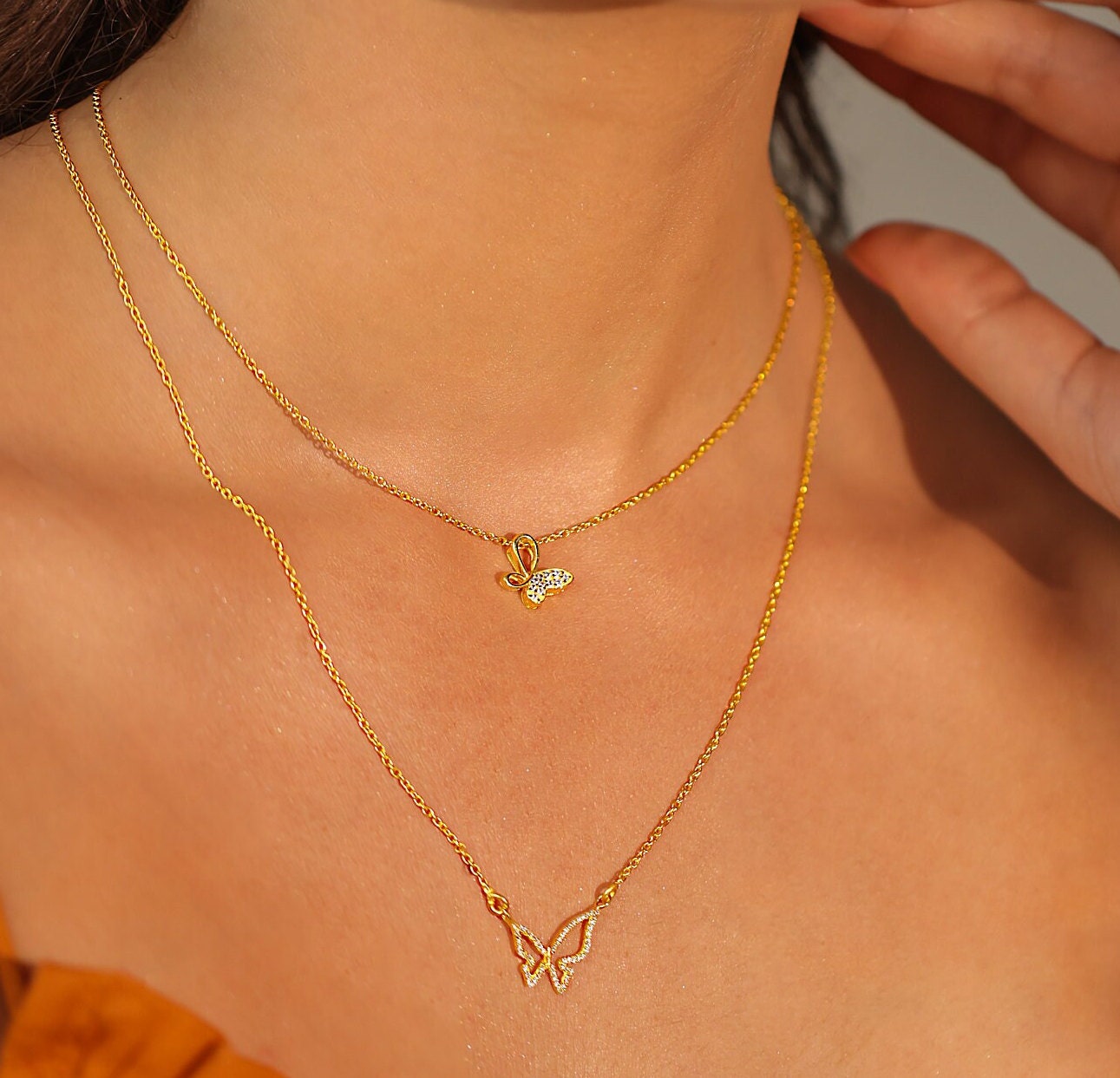 Tangling Butterfly Diamond Necklace - GeumJewels