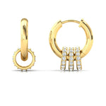 Triple Row Diamond Gold Hoop Earrings - GeumJewels