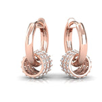 Triple Row Diamond Gold Hoop Earrings - GeumJewels