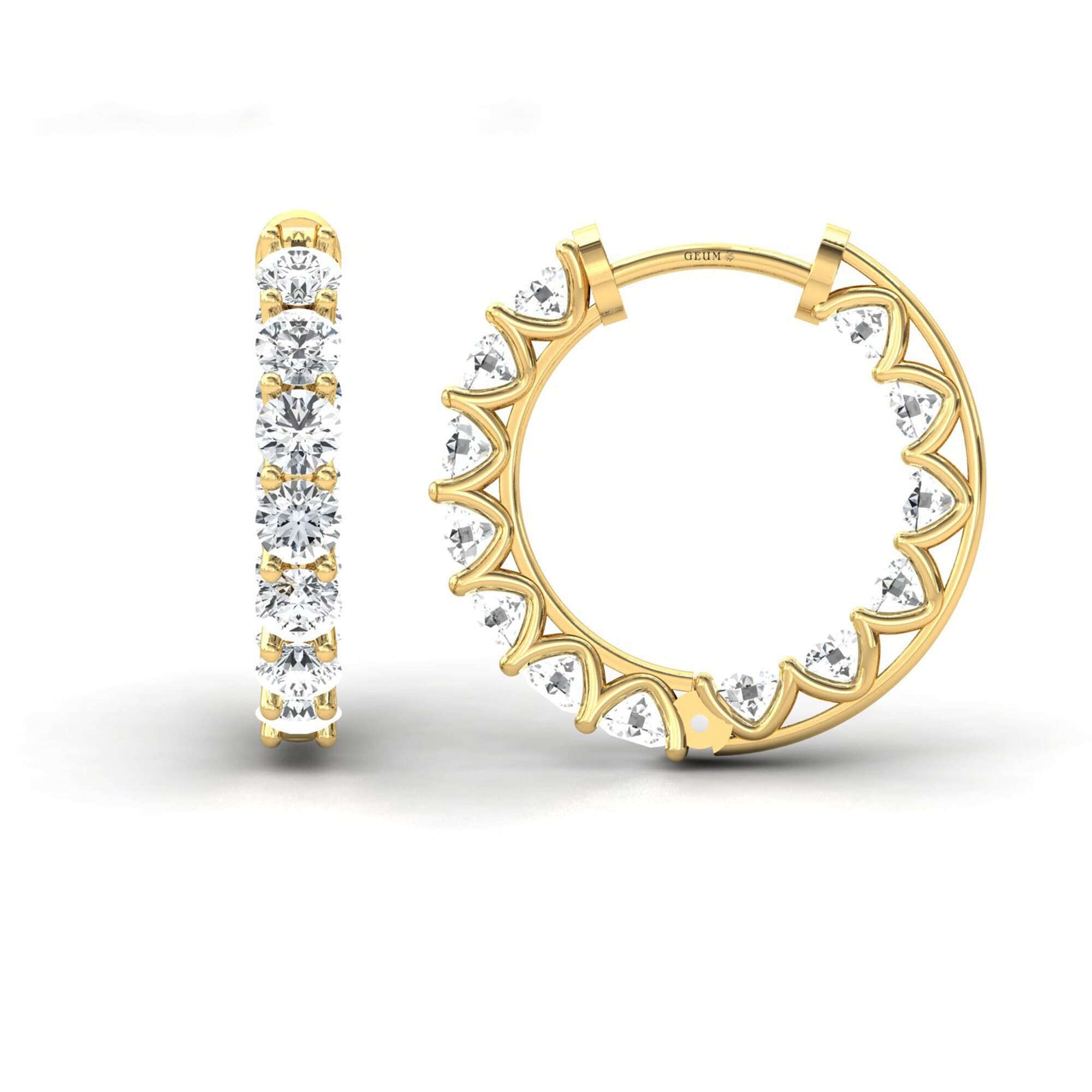 2mm Diamond Hoop Huggie Earrings - GeumJewels