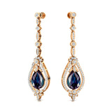 Art Deco Style Pear Shaped Alexandrite Diamond Drop Earrings - GeumJewels