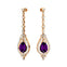 Art Deco Style Pear Shaped Amethyst Diamond Drop Earrings - GeumJewels