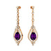 Art Deco Style Pear Shaped Amethyst Diamond Drop Earrings - GeumJewels