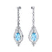 Art Deco Style Pear Shaped Aquamarine Diamond Drop Earrings - GeumJewels