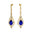 Art Deco Style Pear Shaped Blue Sapphire Diamond Drop Earrings - GeumJewels