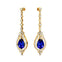 Art Deco Style Pear Shaped Blue Sapphire Diamond Drop Earrings - GeumJewels