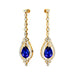 Art Deco Style Pear Shaped Blue Sapphire Diamond Drop Earrings - GeumJewels