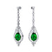Art Deco Style Pear Shaped Emerald Diamond Drop Earrings - GeumJewels