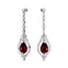 Art Deco Style Pear Shaped Garnet Diamond Drop Earrings - GeumJewels