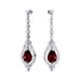 Art Deco Style Pear Shaped Garnet Diamond Drop Earrings - GeumJewels