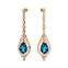 Art Deco Style Pear Shaped London Blue Topaz Diamond Drop Earrings - GeumJewels