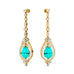 Art Deco Style Pear Shaped Paraiba Tourmaline Diamond Drop Earrings - GeumJewels
