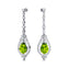 Art Deco Style Pear Shaped Peridot Diamond Drop Earrings - GeumJewels