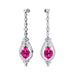 Art Deco Style Pear Shaped Pink Sapphire Diamond Drop Earrings - GeumJewels