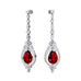 Art Deco Style Pear Shaped Ruby Diamond Drop Earrings - GeumJewels