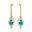 Art Deco Style Pear Shaped Swiss Blue Topaz Diamond Drop Earrings - GeumJewels